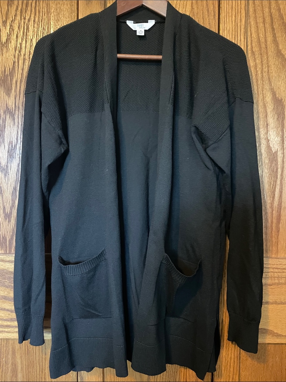 Time and Tru Black Open-Front Cardigan Sweater